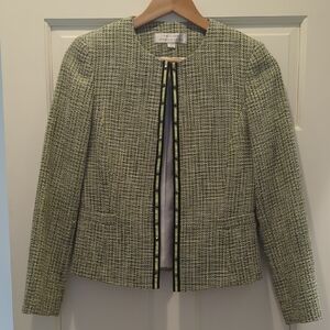 Tahari ASL Collarless Tweed Studded Jacket